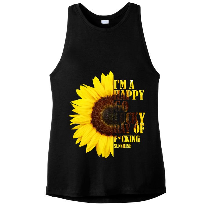 Happy Go Lucky Ray Of Sunshine Ladies PosiCharge Tri-Blend Wicking Tank