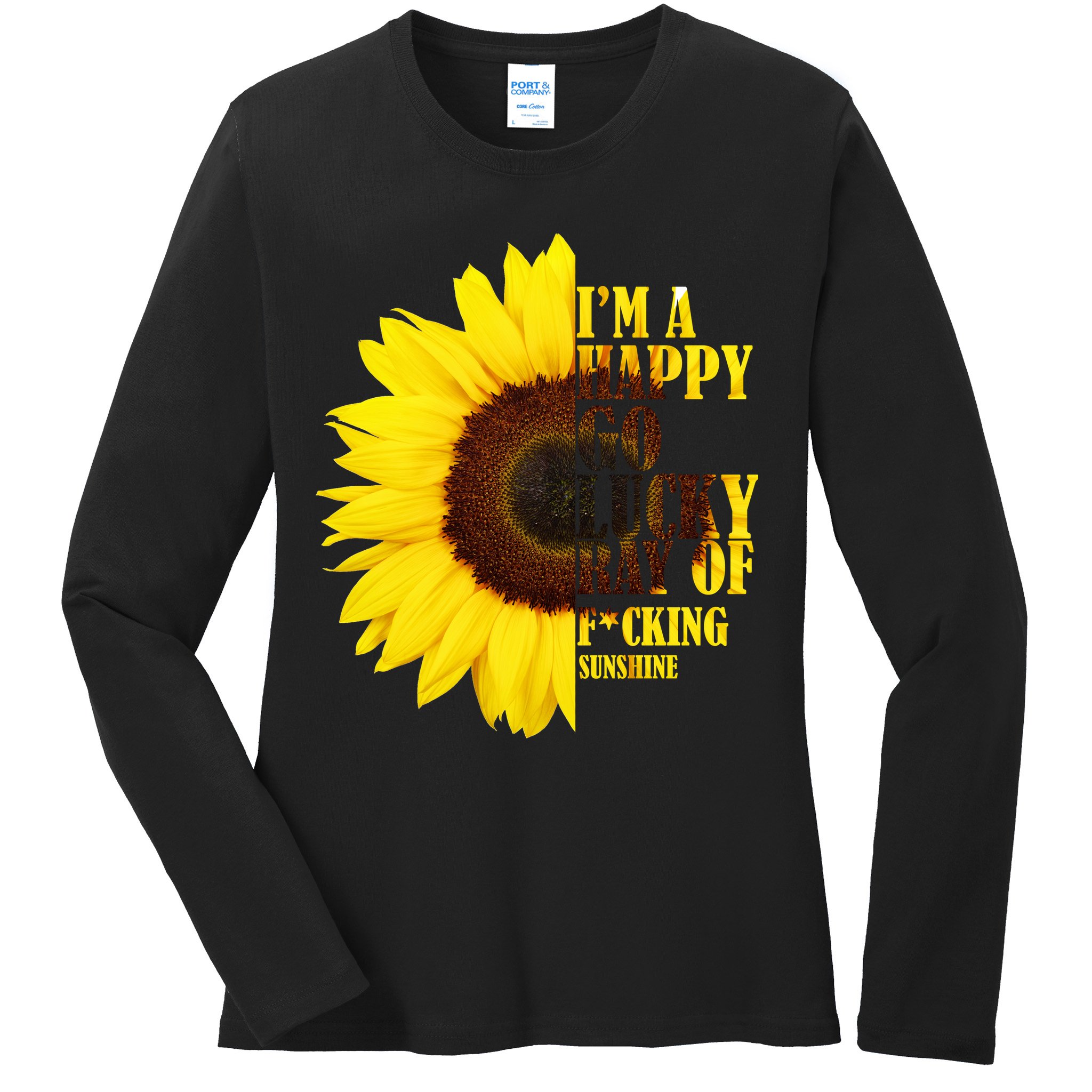 Happy Go Lucky Ray Of Sunshine Ladies Long Sleeve Shirt