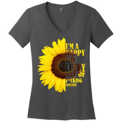 Happy Go Lucky Ray Of Sunshine Women's V-Neck T-Shirt