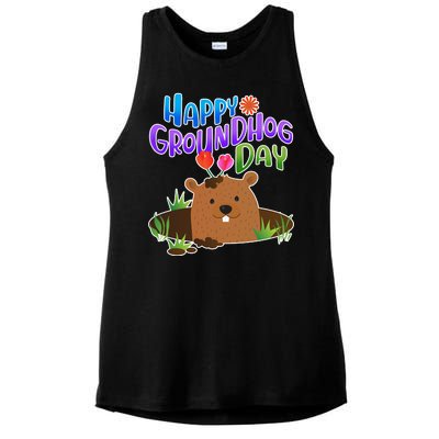 Happy Groundhog Day Ladies PosiCharge Tri-Blend Wicking Tank