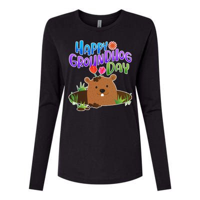 Happy Groundhog Day Womens Cotton Relaxed Long Sleeve T-Shirt