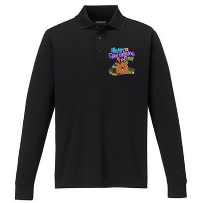 Happy Groundhog Day Performance Long Sleeve Polo