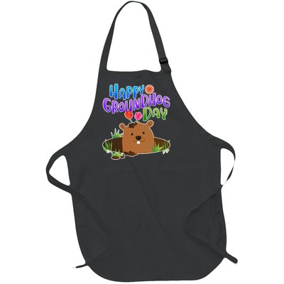 Happy Groundhog Day Full-Length Apron With Pockets