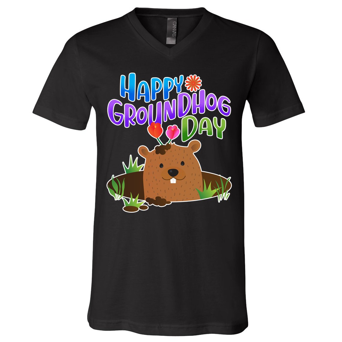 Happy Groundhog Day V-Neck T-Shirt