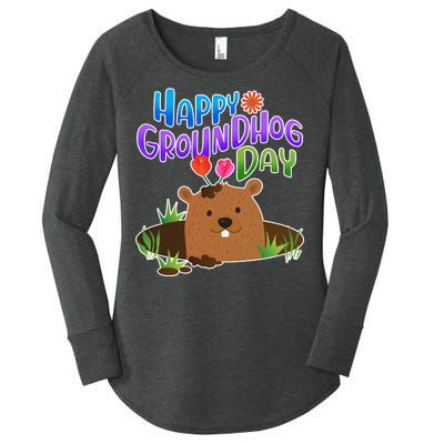 Happy Groundhog Day Women's Perfect Tri Tunic Long Sleeve Shirt