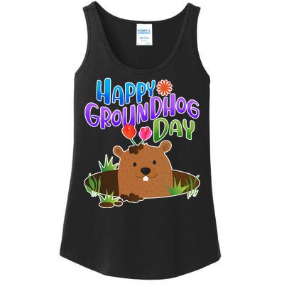 Happy Groundhog Day Ladies Essential Tank