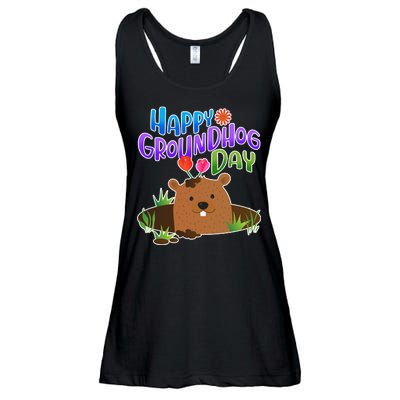 Happy Groundhog Day Ladies Essential Flowy Tank