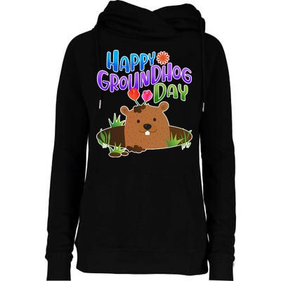 Happy Groundhog Day Womens Funnel Neck Pullover Hood