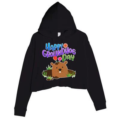 Happy Groundhog Day Crop Fleece Hoodie