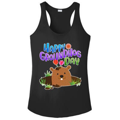Happy Groundhog Day Ladies PosiCharge Competitor Racerback Tank