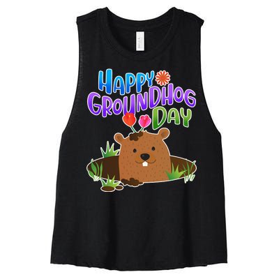 Happy Groundhog Day Women's Racerback Cropped Tank