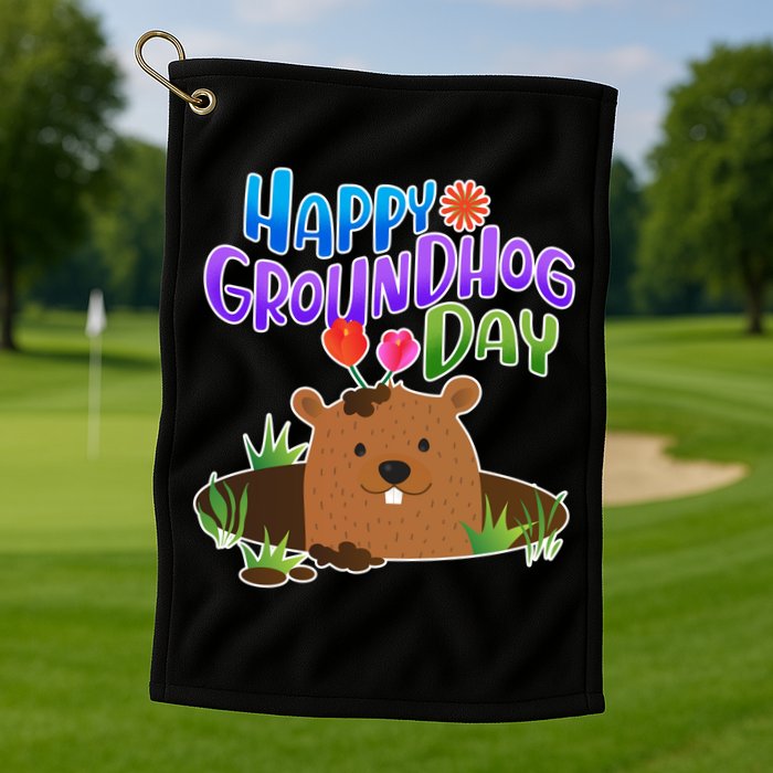 Happy Groundhog Day Golf Towel