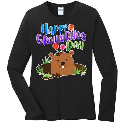 Happy Groundhog Day Ladies Long Sleeve Shirt