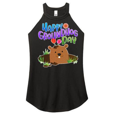 Happy Groundhog Day Women's Perfect Tri Rocker Tank