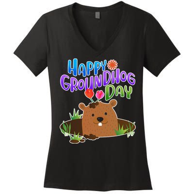 Happy Groundhog Day Women's V-Neck T-Shirt