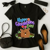 Happy Groundhog Day Women's V-Neck T-Shirt