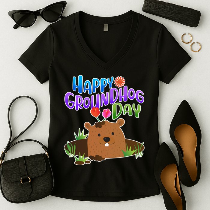 Happy Groundhog Day Women's V-Neck T-Shirt