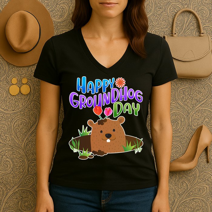 Happy Groundhog Day Women's V-Neck T-Shirt