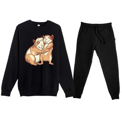 Happy Guinea Pigs Hugging Premium Crewneck Sweatsuit Set