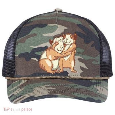 Happy Guinea Pigs Hugging Retro Rope Trucker Hat Cap