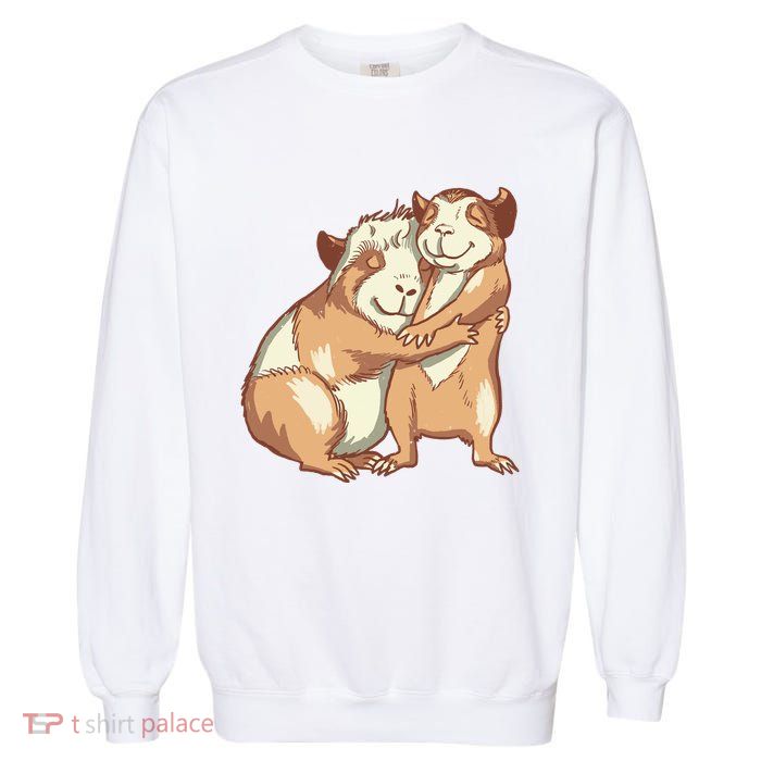 Happy Guinea Pigs Hugging Garment-Dyed Sweatshirt