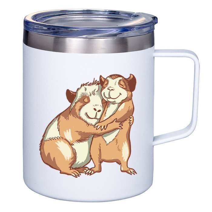Happy Guinea Pigs Hugging 12oz Stainless Steel Coffee Mug