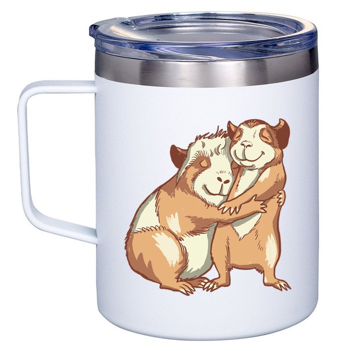 Happy Guinea Pigs Hugging 12oz Stainless Steel Coffee Mug