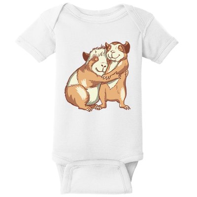 Happy Guinea Pigs Hugging Baby Bodysuit