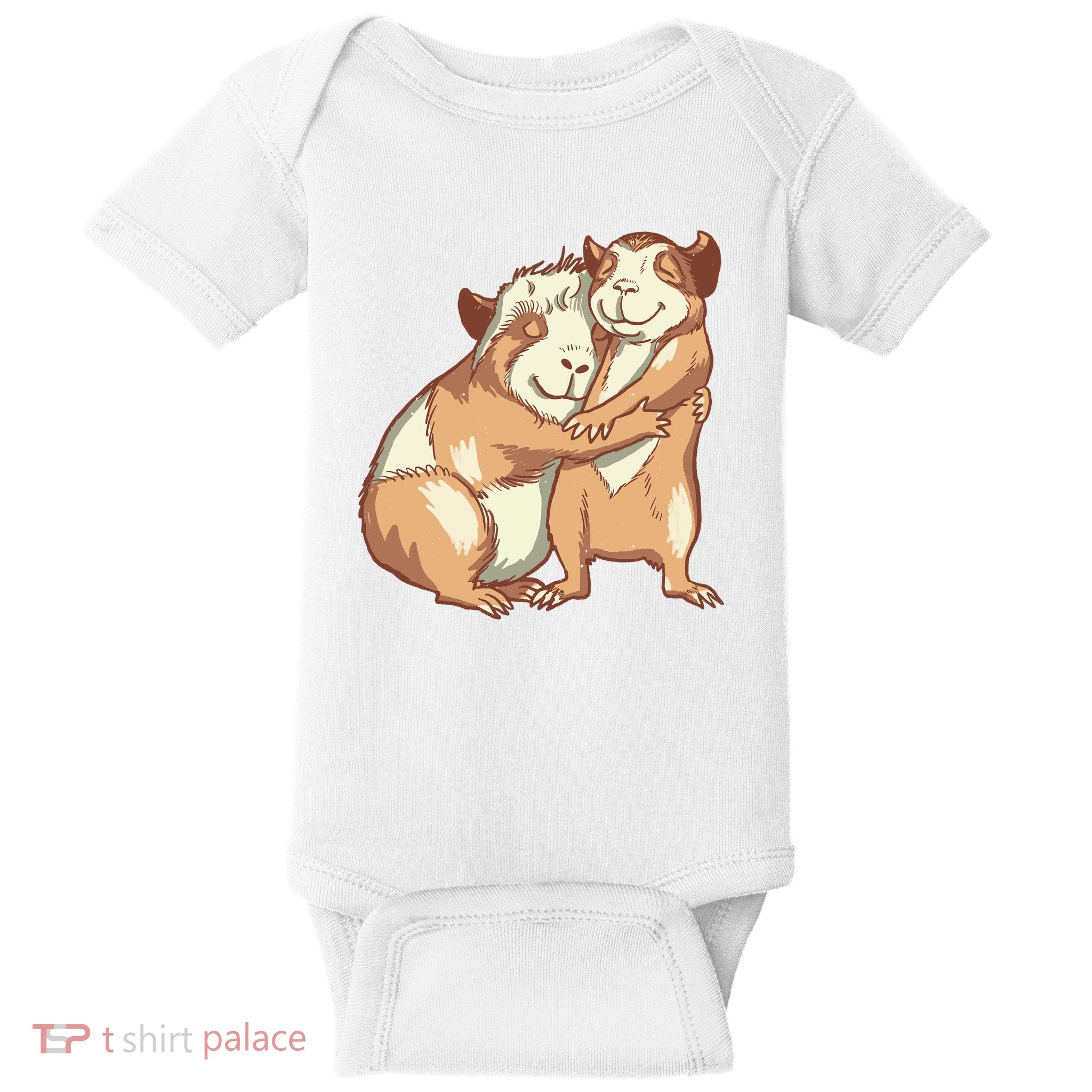 Happy Guinea Pigs Hugging Baby Bodysuit