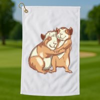 Happy Guinea Pigs Hugging Golf Towel