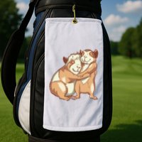 Happy Guinea Pigs Hugging Golf Towel