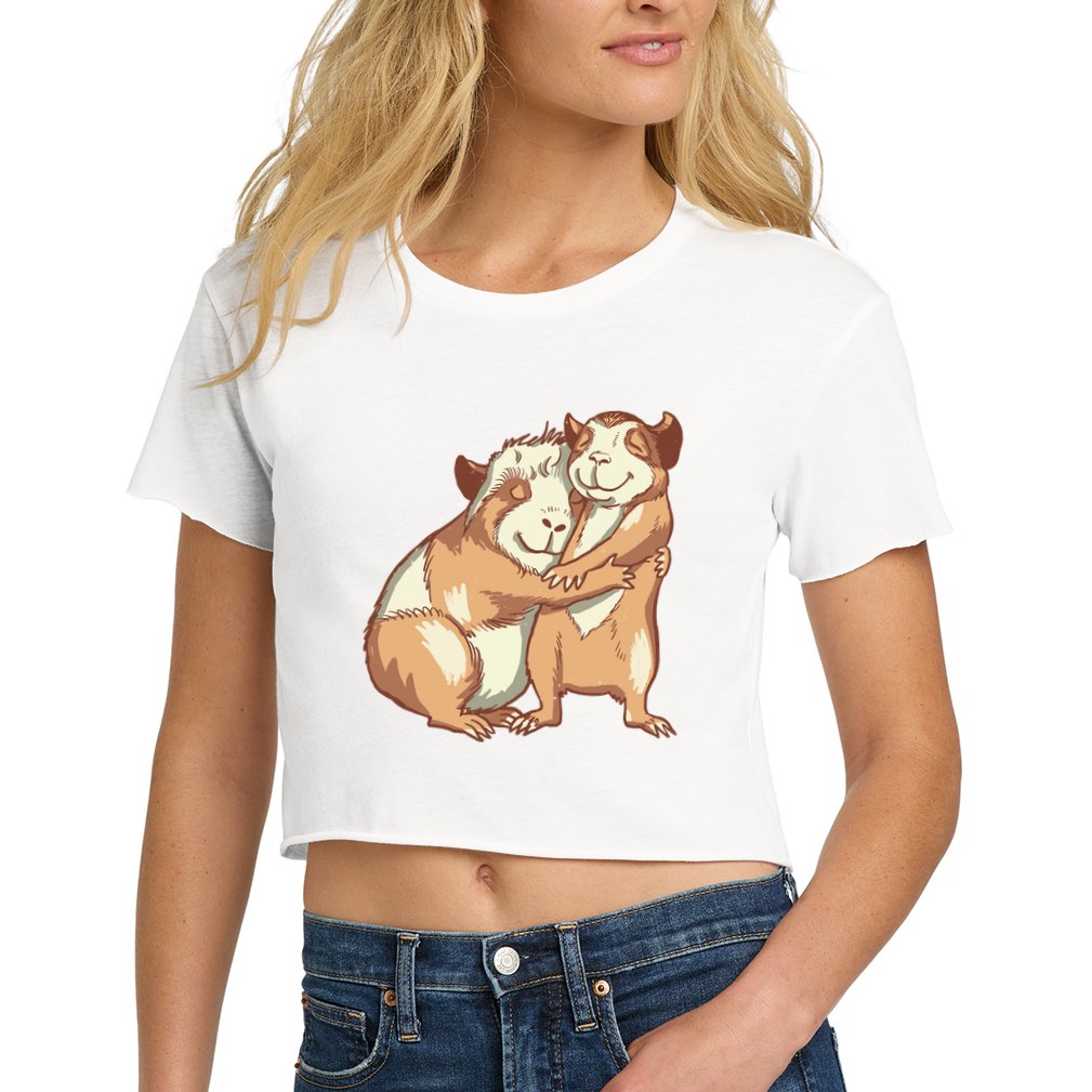 Happy Guinea Pigs Hugging Crop Top