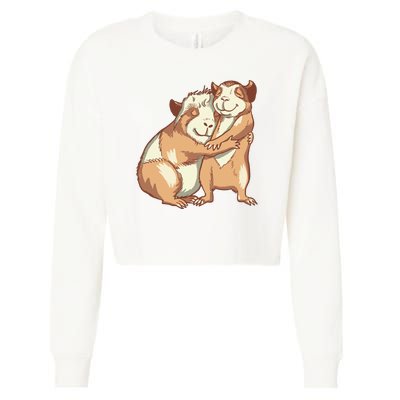 Happy Guinea Pigs Hugging Cropped Pullover Crew