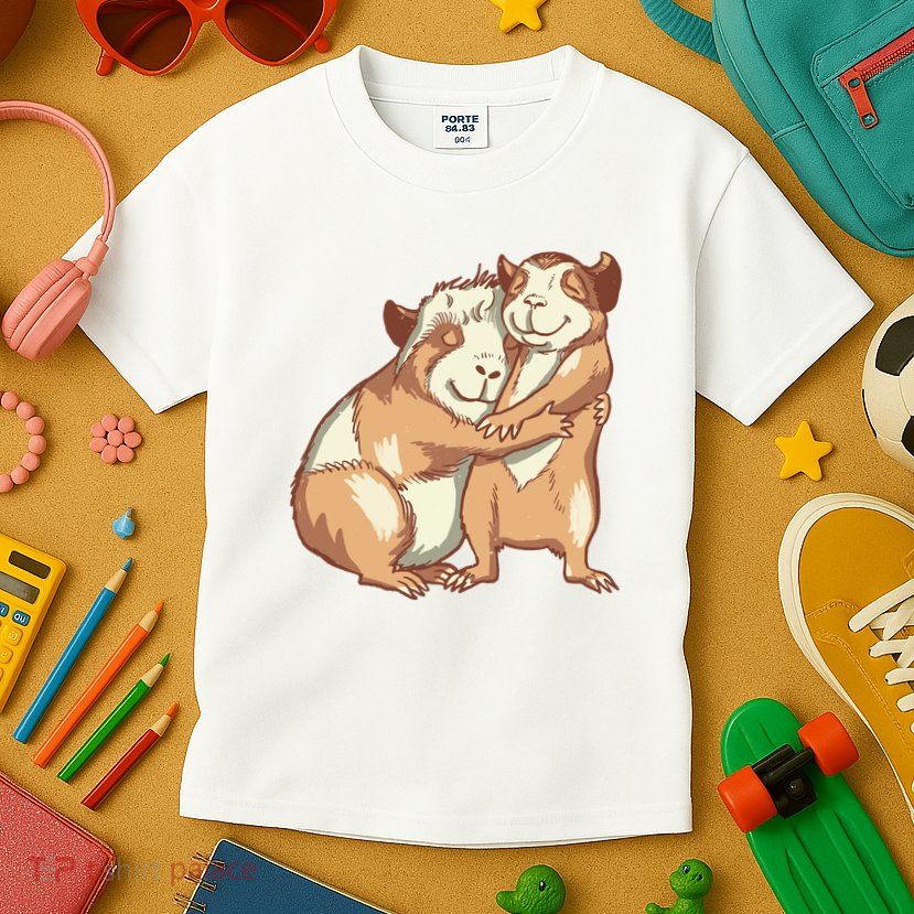 Happy Guinea Pigs Hugging Kids T-Shirt