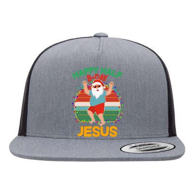 Happy Half B-Day Jesus Christmas In July Flat Bill Trucker Hat