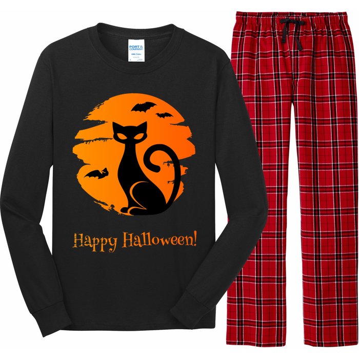 Happy Halloween Cat Long Sleeve Pajama Set