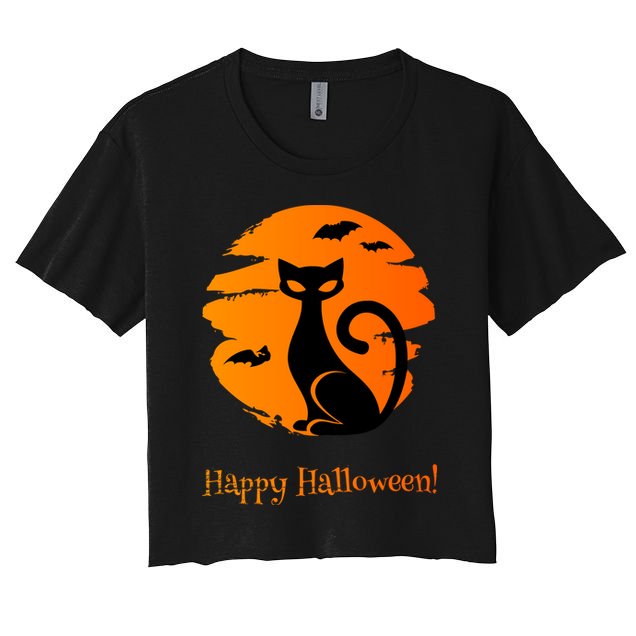 Happy Halloween Cat Crop Top