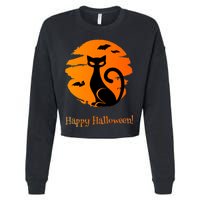 Happy Halloween Cat Cropped Pullover Crew