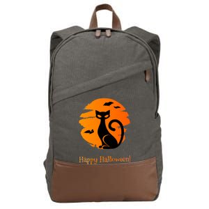 Happy Halloween Cat Cotton Canvas Backpack