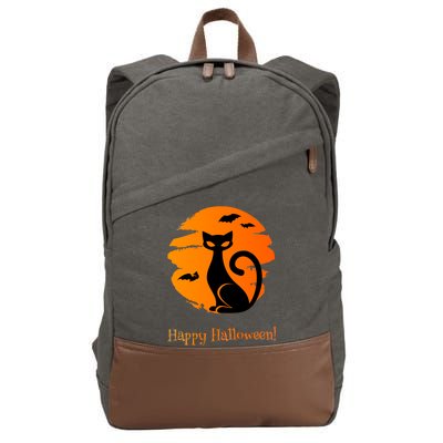 Happy Halloween Cat Cotton Canvas Backpack