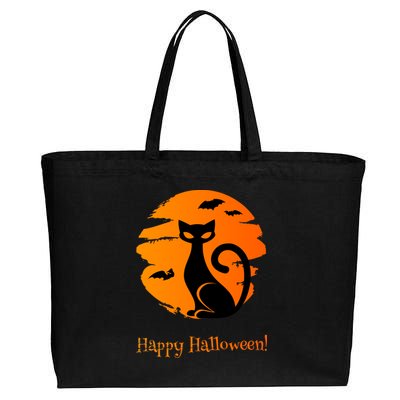 Happy Halloween Cat Cotton Canvas Jumbo Tote