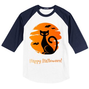 Happy Halloween Cat Baseball Sleeve Shirt