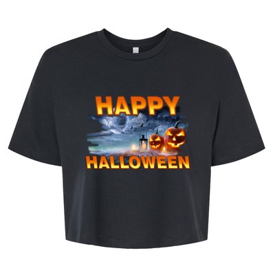 Happy Halloween Creepy Pumpkin Show Bella+Canvas Jersey Crop Tee