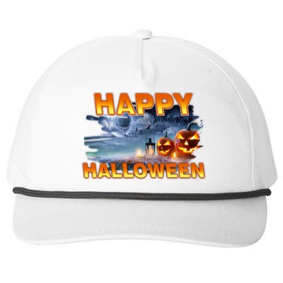 Happy Halloween Creepy Pumpkin Show Snapback Five-Panel Rope Hat