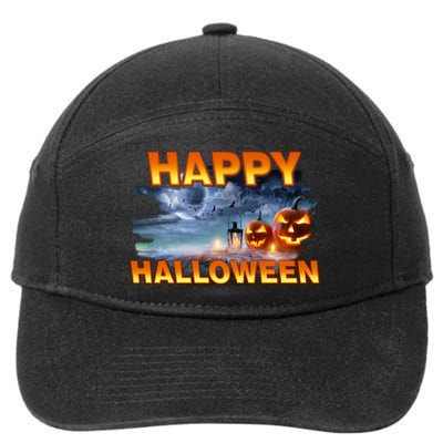 Happy Halloween Creepy Pumpkin Show 7-Panel Snapback Hat