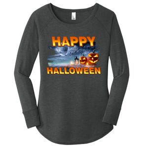 Happy Halloween Creepy Pumpkin Show Women's Perfect Tri Tunic Long Sleeve Shirt