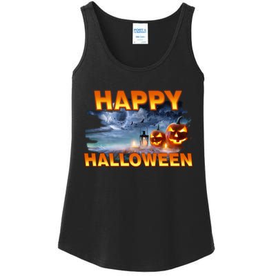 Happy Halloween Creepy Pumpkin Show Ladies Essential Tank