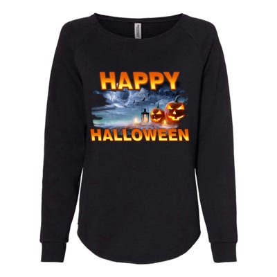 Happy Halloween Creepy Pumpkin Show Womens California Wash Sweatshirt