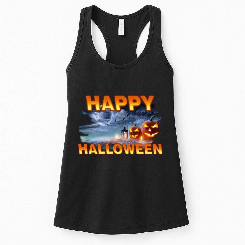 Happy Halloween Creepy Pumpkin Show Womens Tank Top