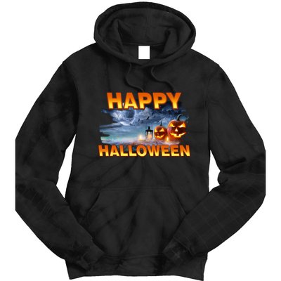 Happy Halloween Creepy Pumpkin Show Tie Dye Hoodie